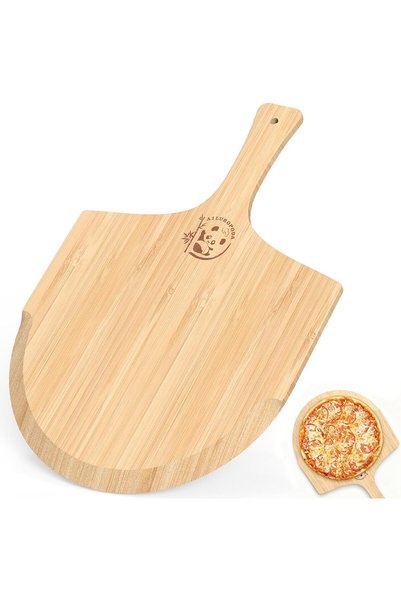GENERAL AILUROPODA Bamboo Wood Pizza Peel, 12" x 11.6" Plate With 5.3" Handles