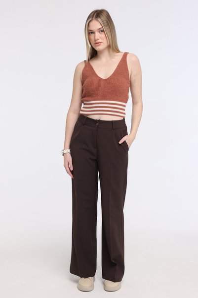 HANIMCA GİYİM LİKRALI KIŞLIK ARKADAN LASTİKLİ KADIN PANTALONU