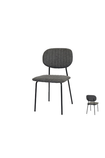 IN HOME STORE كرسي طاولة طعام بتصميم عصري قماش رمادي
