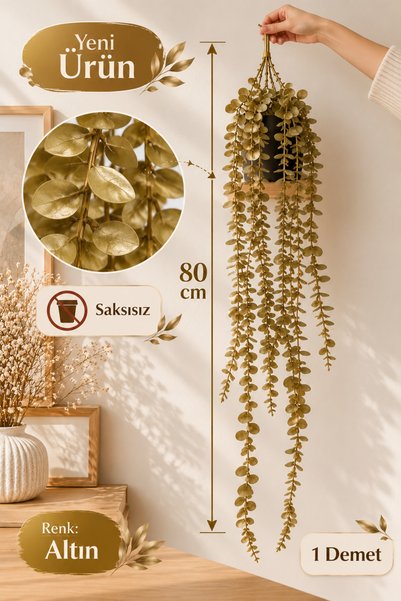 Naderi Çiçeği Yapay Uzun Altın Rengi Sarkıt Şimşir 80cm-çiçeksiz