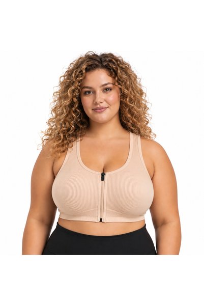 SATTENS Large Size Battal Zippered Wide Strap Gathering Bra, Size 100-105