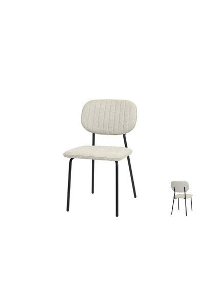 IN HOME STORE Modern Design Chair with Fabric Seat and Black Metal Legs