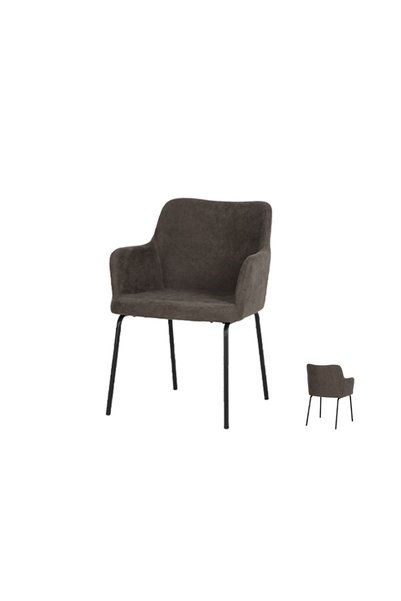 IN HOME STORE كرسي جانبي بتصميم عصري مسند ظهر مريح قماش رمادي