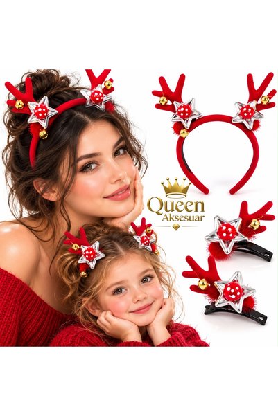 QUEEN AKSESUAR Luxurious Imported Design Christmas Deer Antler 3-Piece Crown ...