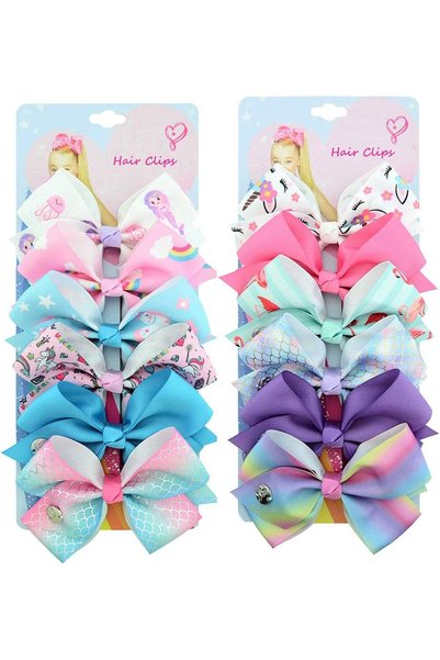 KASTWAVE 12 Pcs Bows Hairpins, Unicorn Grosgrain Ribbon Hair Barrettes, Bows ...