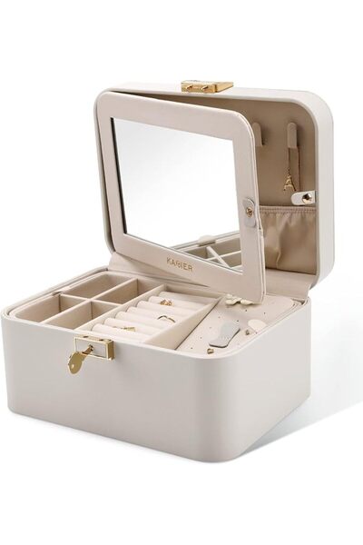 KAMIER Jewelry Box, 2 Layers PU Leather Jewelry Organizer Box, Large Capacity...