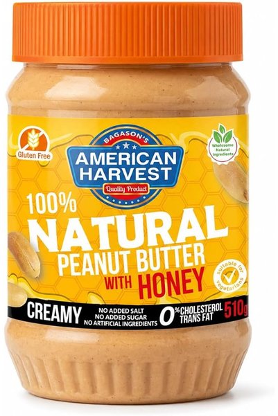 American Harvest All Natural Peanut Butter Creamy With Honey 510gm | No Added...