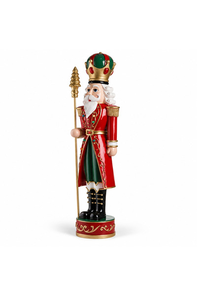 SBR Christmas soldier figurine with LED, 100 cm, made of polyresin, red, gree...