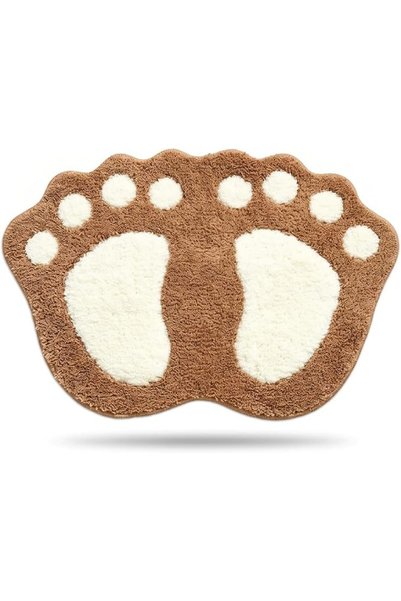 EBREEZZ Paw Print Bath Mat Velvet Long Fibre Absorbent and Non-Slip 40 x 60 c...