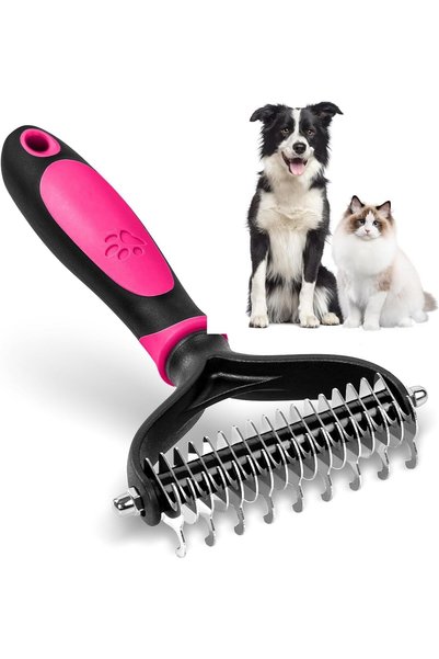 X SPRING Deshedding Brush, Double-Sided Undercoat Rake for Dogs and Cats, Pro...