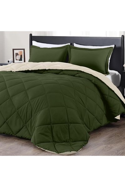 downluxe Lightweight Solid Comforter Set (Queen) with 2 Pillow Shams - 3-Piec...