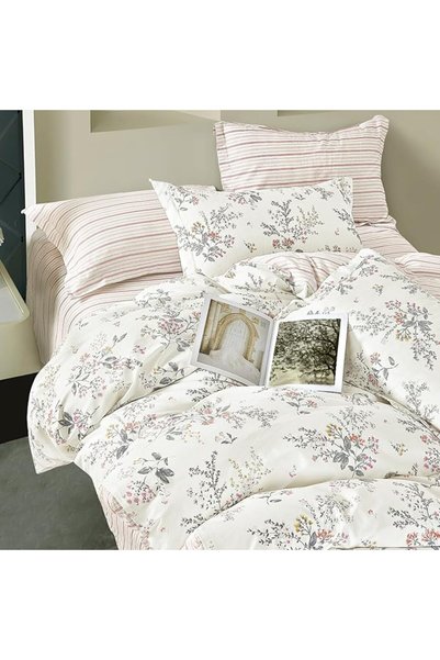 Master Home Textile طقم لحاف قطني مزخرف بالزهور من ماستر، يناسب سرير مفرد مقا...