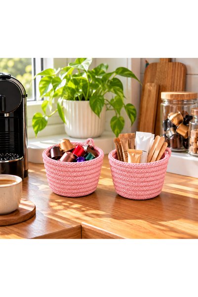 EGE ÖRGÜM 8X6 cm Set of 2 Mini Kitchen Organizer Baskets, Multi-Purpose Coffe...