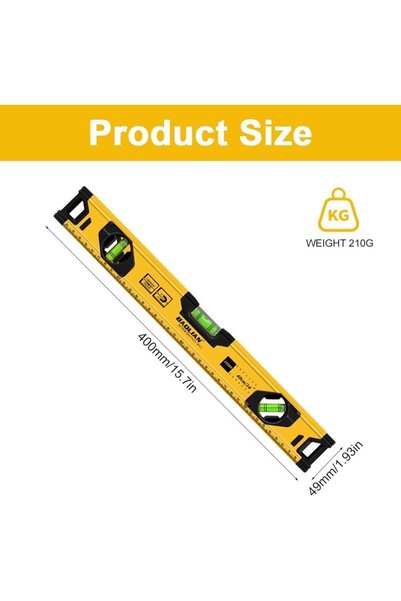 GENERAL Spirit Level,400mm Shockproof Torpedo Level - Magnetic Aluminum Alloy...