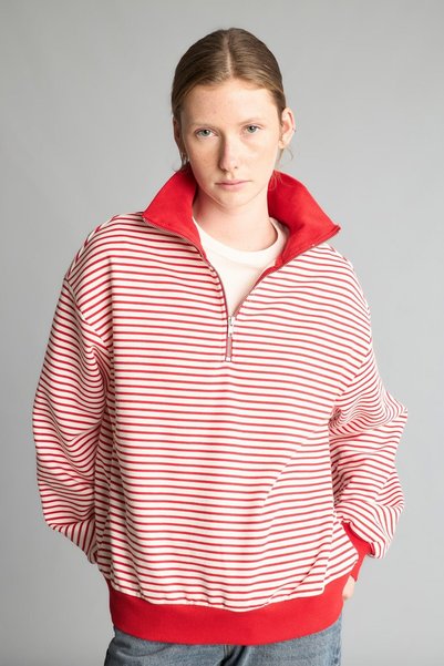 DeFacto Slim Fit Crew Neck Striped Thick Sweatshirt Fabric Sweatshirt J1258Ax...