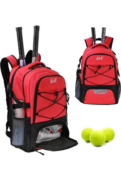 WOLT Tennis Bag Large Tennis Racket Backpack for Women Men, Holds 2 Racquets ...