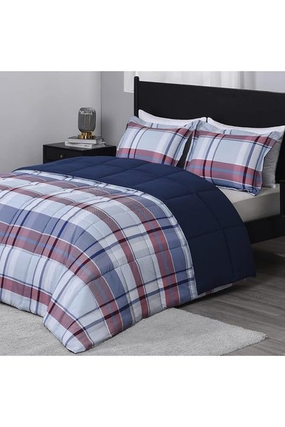 downluxe Lightweight Solid Comforter Set (Queen) with 2 Pillow Shams - 3-Piec...
