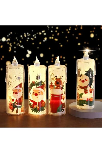 Winever 4 قطع من شموع الكريسماس بدون لهب، أضواء شموع LED، زينة عيد الميلاد، ش...