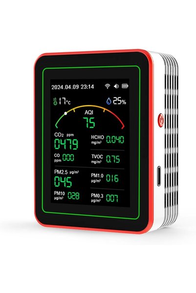 KASTWAVE جهاز مراقبة جودة الهواء، جهاز اختبار ذكي 15 في 1 لقياس PM، CO2، CO، ...