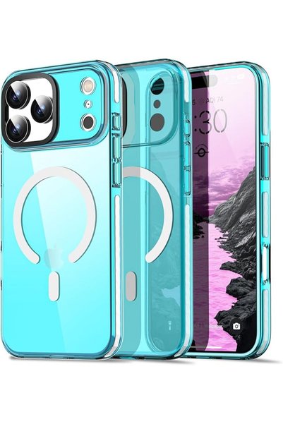 GENERAL جراب هاتف AICase نيون وردي شفاف لهاتف iPhone 17 Pro Max، تصميم عصري ل...