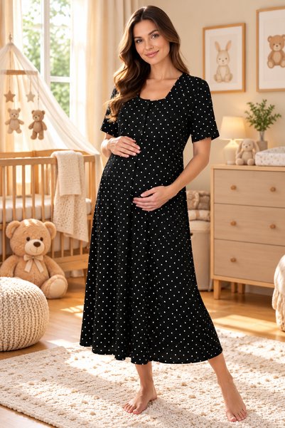 by İGP Polka Dot Patterned Daily Comfortable Maternity Dress Effortt