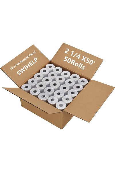SWIHELP (50 لفة) ورق حراري مقاس 57 × 40 ملم، لفات إيصالات 2 1/4 بوصة تناسب جم...