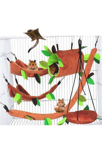 Bukela Pack of 5 Hamster Hammock Small Animals Hanging Warm Bed House Rat Cag...