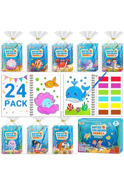 GENERAL 24 Pack Mini Water Coloring Pad Painting Kits, Kids Party Favors Bulk...