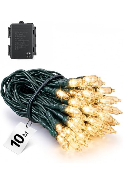 NECOMIC سلسلة أضواء نيكومي بطول 10 أمتار مع 100 مصباح LED، مقاومة للماء IP65 ...