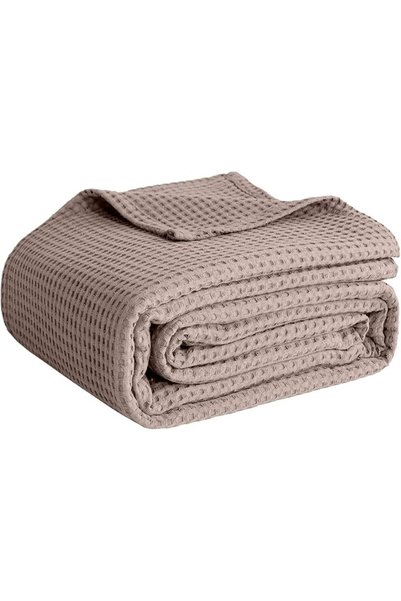 GENERAL Soft Waffle Weave Summer Blanket 100% Cotton Lightweight Breathable B...