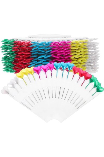 Baluue 216pcs Pearlescent Positioning Needles Fan Plate Sewing Pins With Hear...