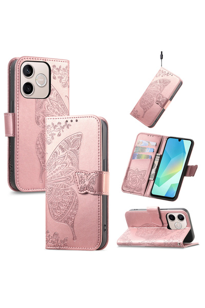 XGSM Husă tip carte pentru Honor 600 Lite, Fluture, roz