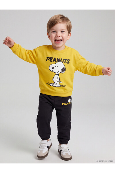 LC Waikiki Nevavm Farkıyla Lcw Baby Yellow Snoopy Printed Baby Boy Set