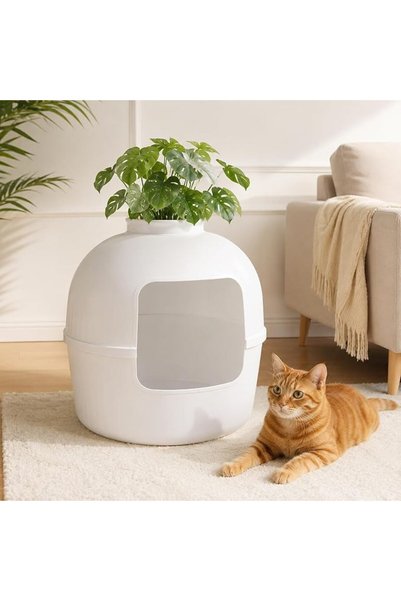 VINNYSEN 2-in-1 Cat Cave with Planter, Cozy Covered Bed for Indoor Cats