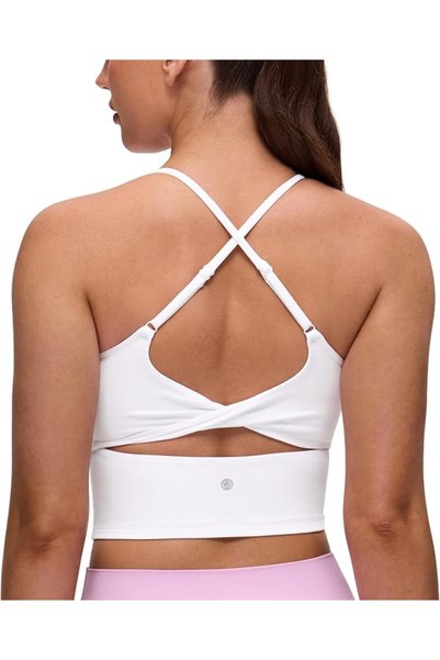 CRZ YOGA بلوزات نسائية قصيرة من Butterluxe Twist Cross Back - بأشرطة قابلة لل...