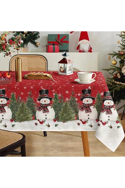 Winsoyya Christmas Tablecloth for Rectangle Tables, Xmas Trees Snowflakes Red...