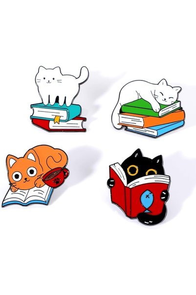 Yelajoy 4Pcs Cute Cat Enamel Pin Set for Backpacks Jackets and Clothes