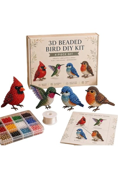 Tazweeq Tiny 3D Beaded Animal DIY Kit, Easy DIY Beading Embroidery Kit with 4...