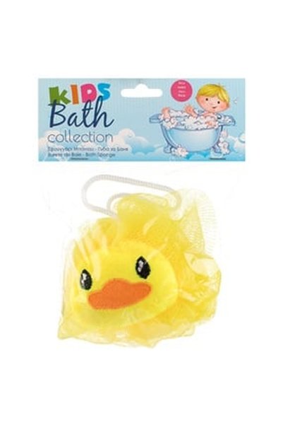 OEM Yellow Duckling Mesh Bath Sponge for Children 19cm