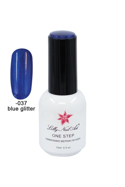 NO BRAND Ημιμόνιμο μανό one step 15ml - Blue glitter [40504001-037]