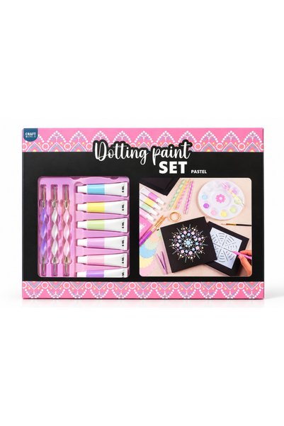 craft world Pastel Dot Painting Set – 6 Acrylic Colors, Stencils, Modeling To...