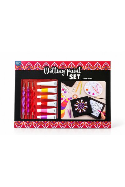 craft world Colorful Dot Painting Set – 6 Acrylic Colors, Stencils, Modeling ...