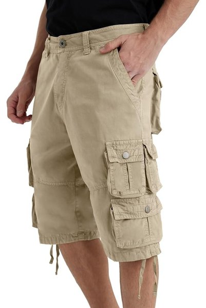 GENERAL YGREYG Mens Cargo Shorts Long Capri Below The Knee Shorts 3/4 Relaxed...