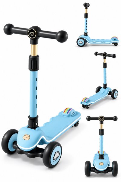 Generic Brand Children's Kick Scooter, 3-Wheel Scooter with Colorful Deck, Ad...