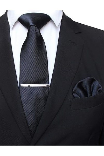 Arabest Solid Color Men's Tie Set with Pocket Square, 4 Pieces, Tie Clip and ...