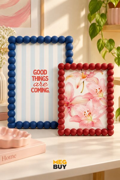 MEGBUY 2’li Dekoratif Duvar Tablosu Seti 16x24 cm ve 14x20 cm – Lacivert Kire...