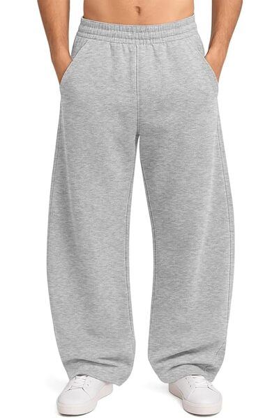 GENERAL HeSaYep Men's Fleece Baggy Sweatpants Wide Leg Barrel Sweat Pants Lou...