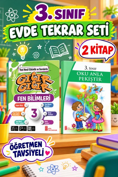 Ata Yayıncılık 3. Sınıf Öğretmen Tavsiyeli Evde Tekrar Seti 2 Kitap- Gıcır Fe...