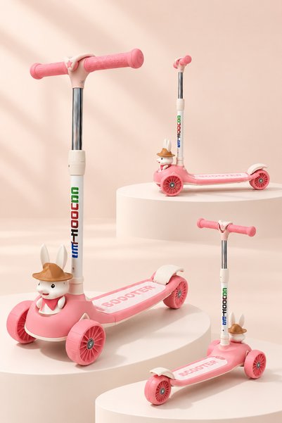 Generic Brand Rabbit Design Scooter for Kids, Adjustable 3-Wheel Kick Scooter...