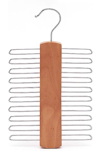 Arabest 20 Bar Wooden Tie Hanger, Multifunctional Silk Scarf Belt Organizer R...
